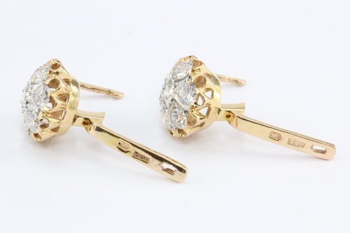 Vintage 14K Rose Gold Diamond Cluster Soviet Era Armenian Earrings c.1989 - Queen May