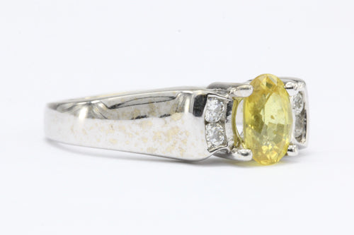 18K White Gold Yellow Sapphire & Diamond Ring - Queen May