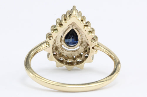 14K Gold Diamond & Natural Blue Sapphire Ring 1.5 ctw - Queen May