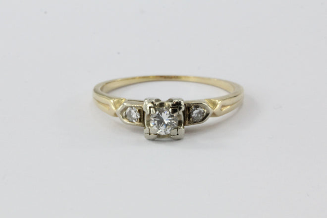 Antique Art Deco 14K Gold .25 Carat Diamond Engagement Ring - Queen May