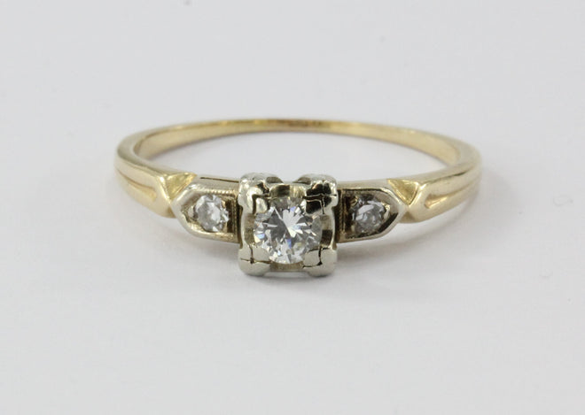 Antique Art Deco 14K Gold .25 Carat Diamond Engagement Ring - Queen May