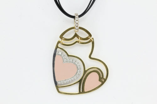 Roberto Coin 18K Gold Diamond & Pink Enamel Hinged Heart Necklace - Queen May