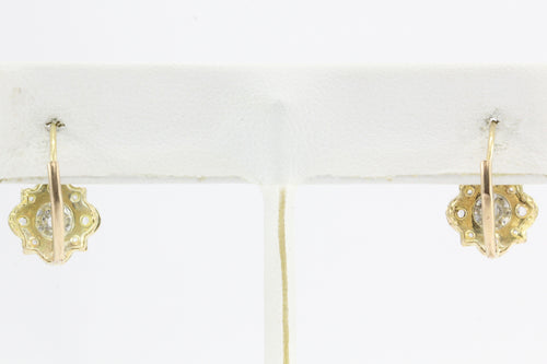 French Fin de Siecle 18K Gold Rose Cut Diamond Earrings c.1900 - Queen May
