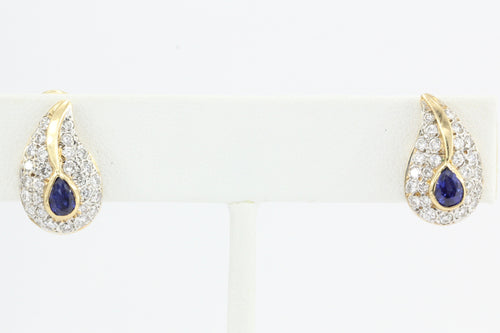 Vintage Black Starr & Frost 14K Sapphire Diamond Earrings  c.1970's - Queen May