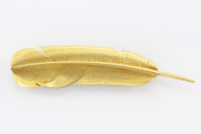 Hermes 18k Gold Feather "Plume d'or" Brooch c.1950's - Queen May