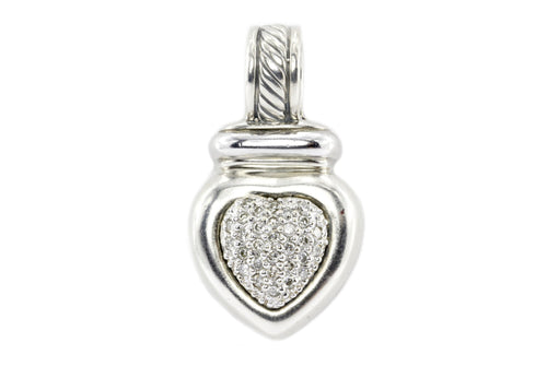 David Yurman Sterling Silver and White Gold Diamond Heart Pendant - Queen May