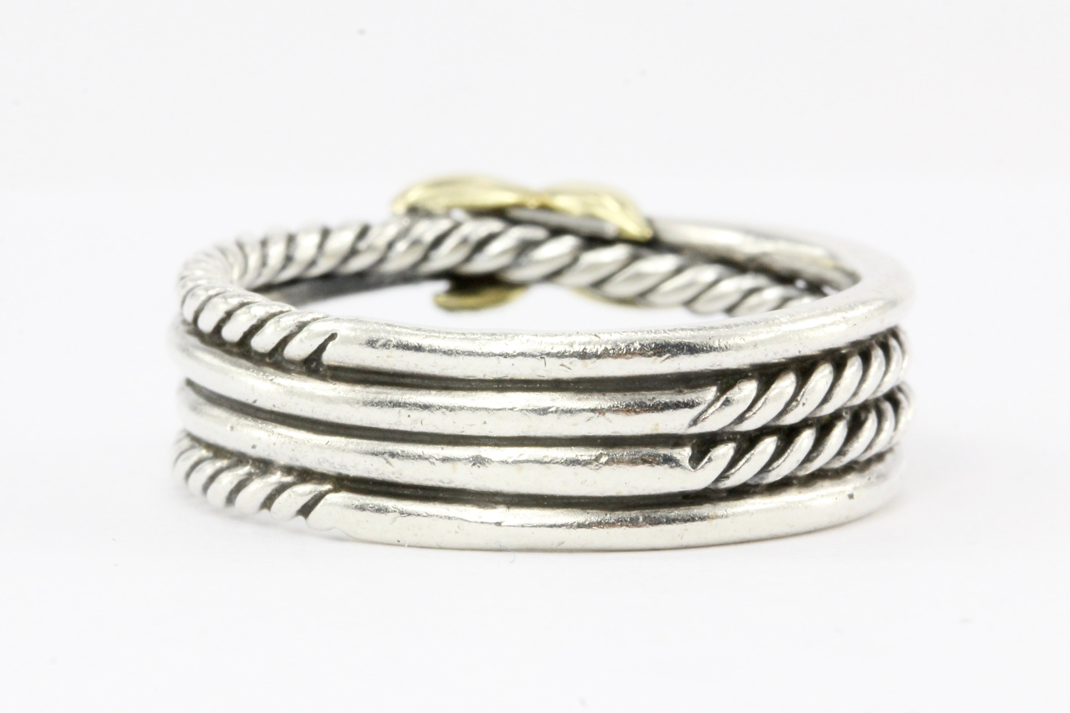 David Yurman Sterling Silver with Yellow Gold Accent Crossover Ring