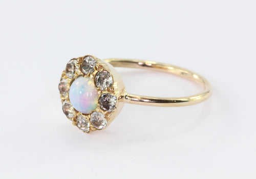 Antique Victorian 10k Gold Opal & Paste Conversion Ring - Queen May