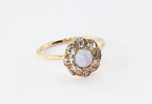 Antique Victorian 10k Gold Opal & Paste Conversion Ring - Queen May