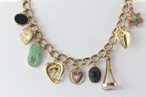 Victorian Gold & Gold Filled Loaded Charm Bracelet - Queen May