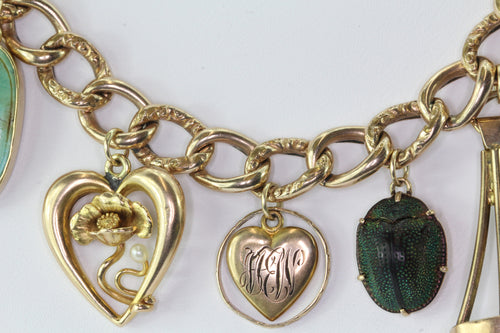 Victorian Gold & Gold Filled Loaded Charm Bracelet - Queen May
