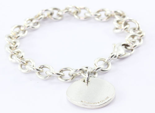 Tiffany & Co. New York Silver Notes Round Circle Disc Tag Charm Bracelet - Queen May