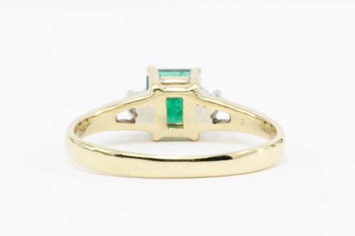 14k Yellow Gold .60 CTW Natural Emerald and Diamond Ring - Queen May