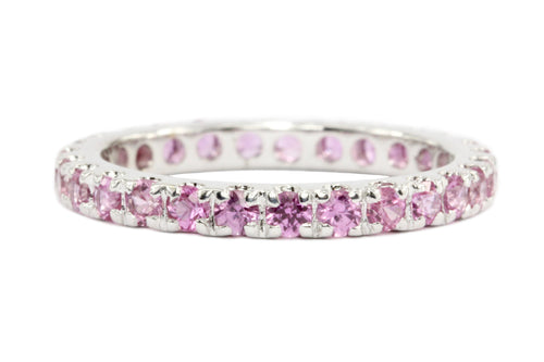 18K White Gold 1 CTW Pink Sapphire Band - Queen May