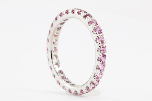 18K White Gold 1 CTW Pink Sapphire Band - Queen May