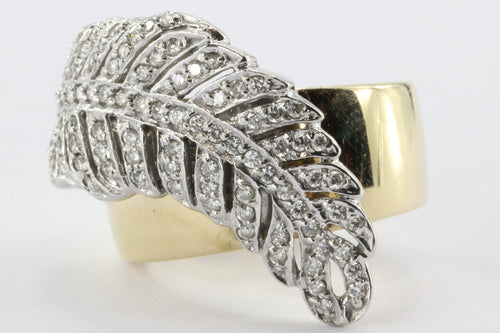 Sonia B 14K White & Yellow Gold Diamond Leaf / Feather Ring Sonia Bitton - Queen May