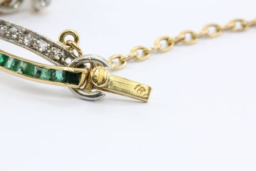 Edwardian 18K Yellow Gold Emerald and Diamond Bracelet - Queen May