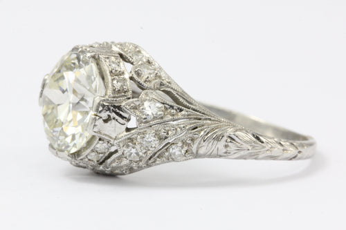 Art Deco Platinum 2.5 Carat Old European Cut Diamond Engagement Ring IGI - Queen May