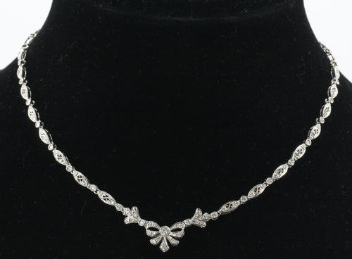 Vintage 14K White Gold & Diamond 2 CTW Belle Epoque Style Necklace - Queen May