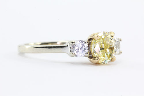 GIA 1.01 Fancy Intense Yellow Oval Cut Diamond Engagement 14K Gold Ring - Queen May