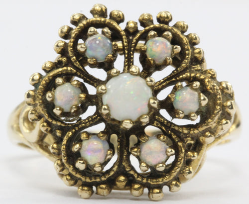 Antique Victorian Revival 14K Gold Opal Ring - Queen May