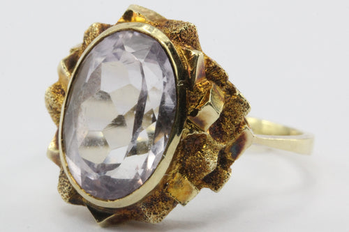 Vintage 14K Gold Spain 5.25 Carat Lilac Purple Amethyst Ring - Queen May