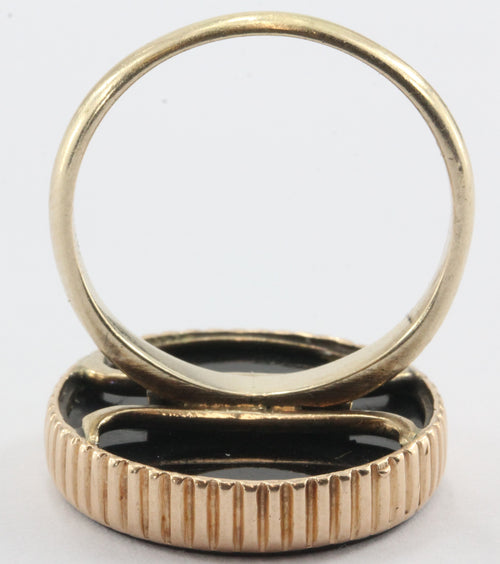 Antique Carnelian Mercury Caduceus Signet Seal 10K Rose Gold Ring - Queen May