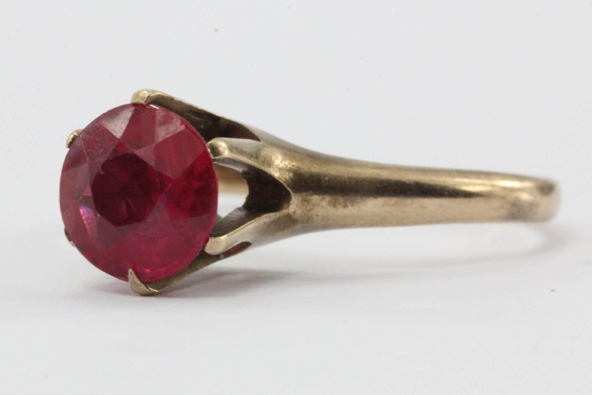 Antique Victorian Ostby & Barton 10k Gold & Ruby Belcher Mounted Ring ...