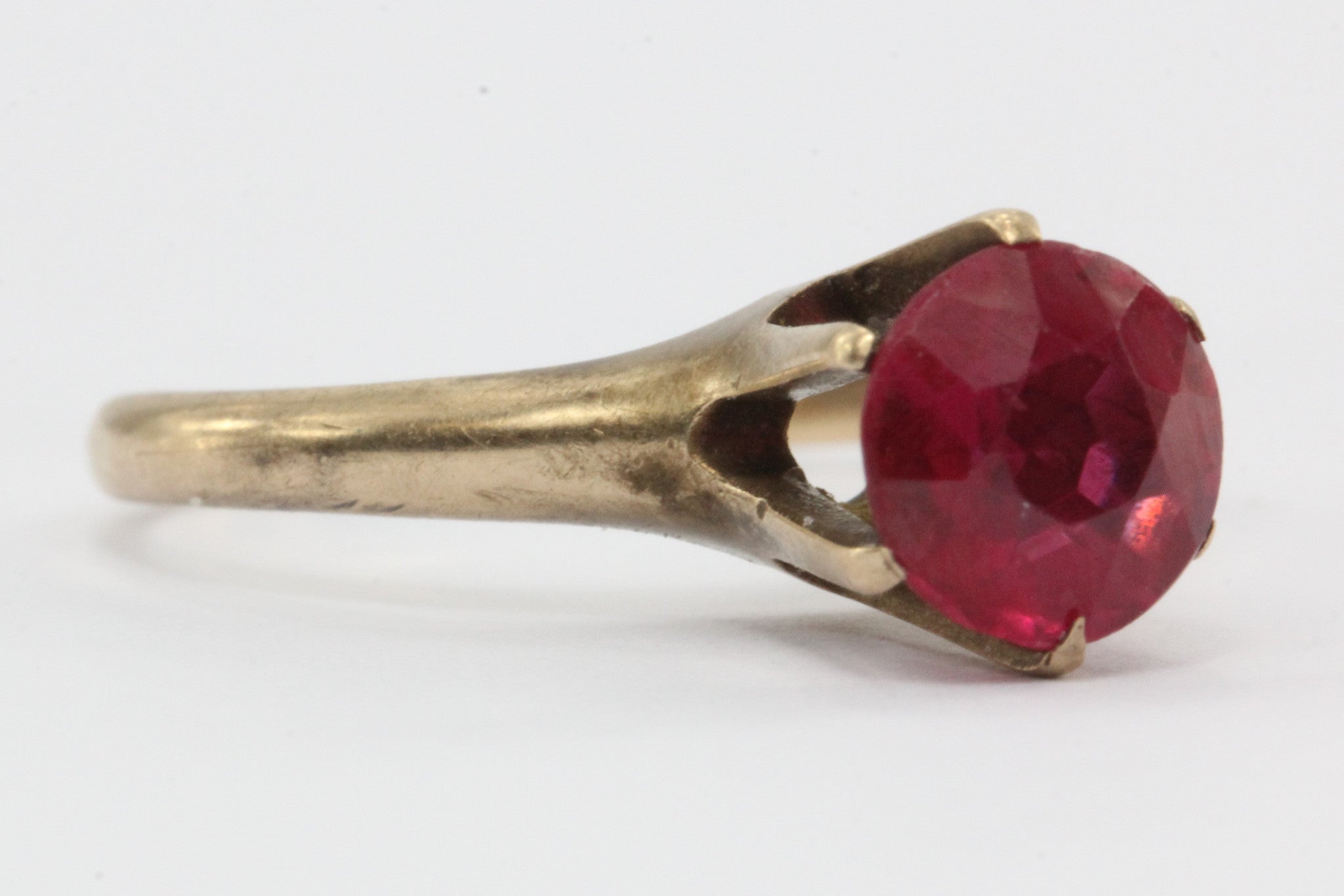 Antique Victorian Ostby & Barton 10k Gold & Ruby Belcher Mounted Ring ...