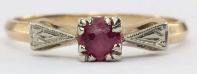 Antique Art Deco 14K Gold Ruby Ring - Queen May