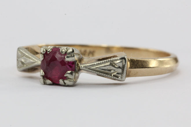 Antique Art Deco 14K Gold Ruby Ring - Queen May