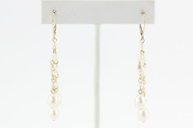 14K Gold Pearl Chandelier Drop Earrings - Queen May