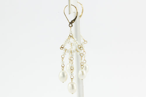 14K Gold Pearl Chandelier Drop Earrings - Queen May