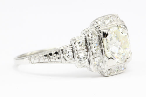 Art Deco Platinum 1.26CT Old European Cut Diamond Ring – QUEEN MAY