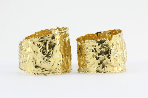 Van Cleef & Arpels 18K Gold Jackie-O Manchettes Cuff Bracelets Pair c.1970 - Queen May