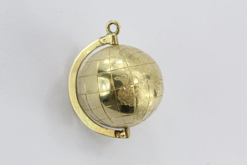 Vintage 14K Gold World Globe Charm - Queen May