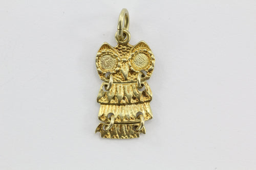 Vintage 14K Gold Greek Athenic Owl Charm Pendant - Queen May
