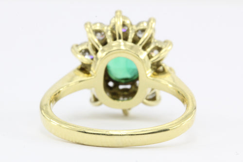18K Gold 1ctw Emerald Diamond Halo Ring - Queen May