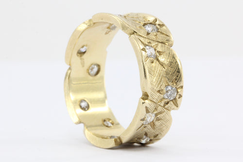 Retro 14K Gold Diamond Starburst Eternity Band Ring c.1940's - Queen May