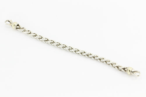 David Yurman Sterling Silver and 14K Yellow Gold Two Tone Wheat Chain Bracelet - Queen May