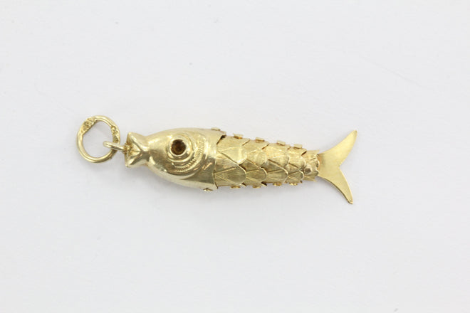 Vintage 18K Gold Reticulated Fish Charm - Queen May