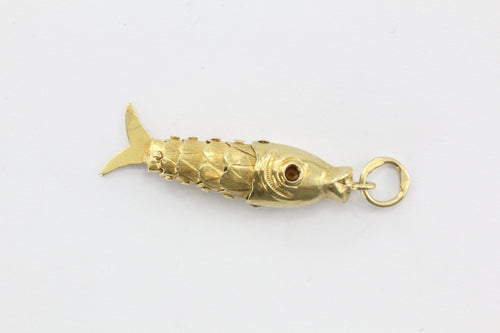 Vintage 18K Gold Reticulated Fish Charm - Queen May