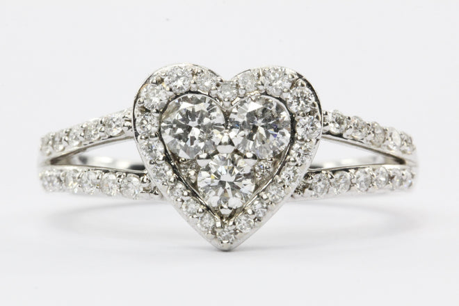 14K White Gold 1/2 Carat Diamond Heart Engagement Ring - Queen May