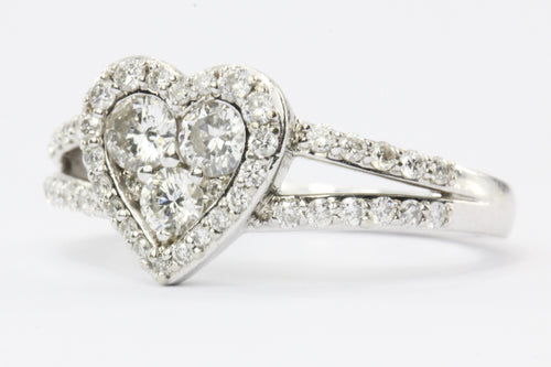 14K White Gold 1/2 Carat Diamond Heart Engagement Ring - Queen May