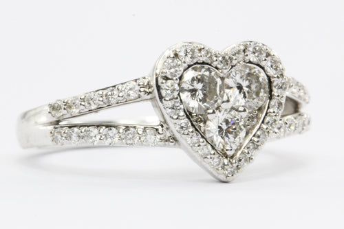 14K White Gold 1/2 Carat Diamond Heart Engagement Ring - Queen May