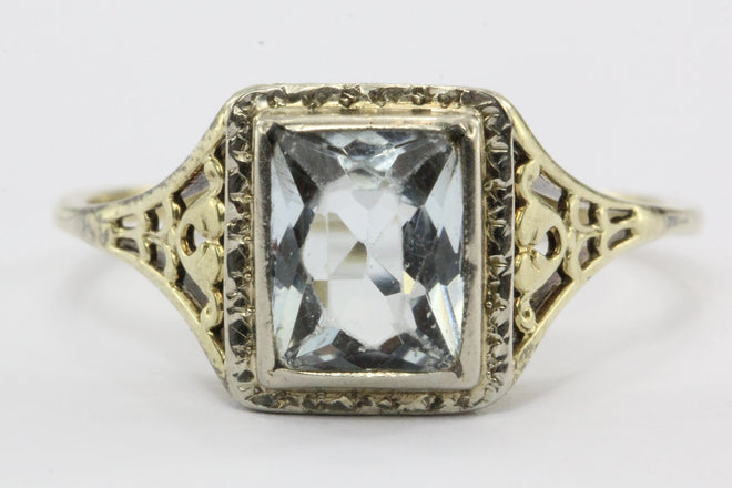 Antique Art Deco 14K Gold 1.55 Carat Aquamarine Ring - Queen May