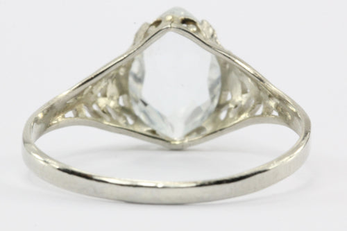 Antique Art Deco 14K White Gold 1.5 Carat Aquamarine Ring - Queen May