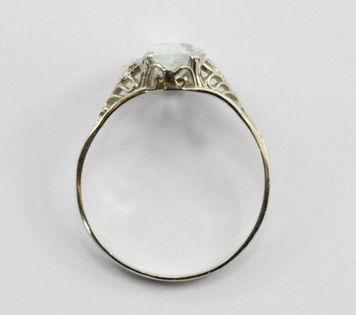 Antique Art Deco 14K White Gold 1.5 Carat Aquamarine Ring – QUEEN MAY