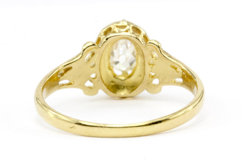 18K Gold Victorian Old Mine Cut Oval Engagement Ring Set w/ Rose Cut Diamonds - Queen May