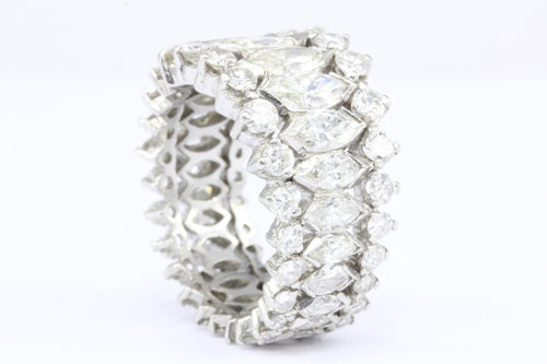 Retro Platinum Marquise and Round Brilliant Diamond Eternity Band Size 6 - Queen May